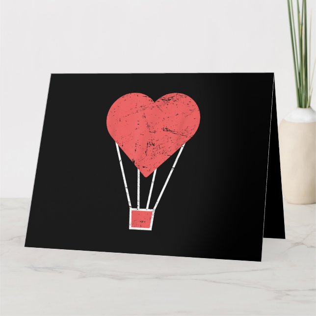 Carte Cœur Ballon à Air Chaud Mignon (Devant)