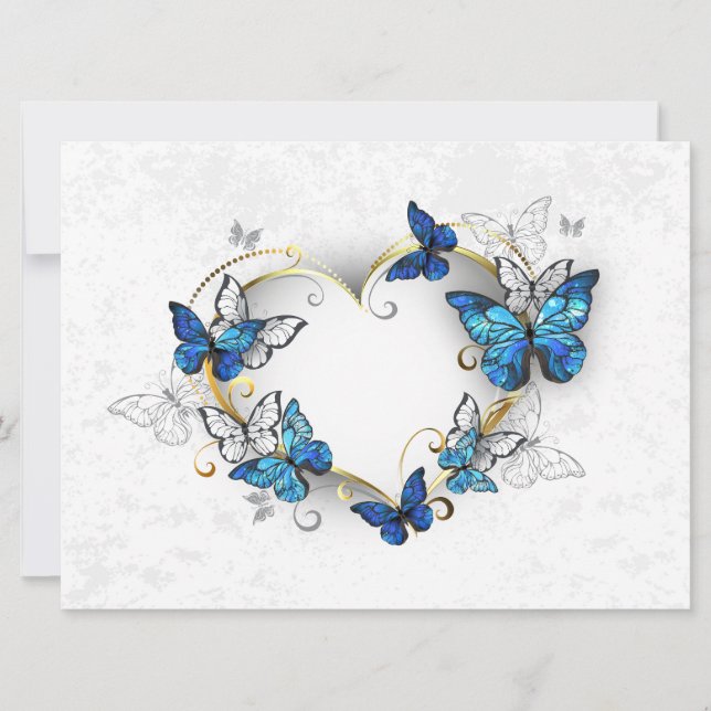 Carte Coeur bijoux avec papillons Morpho (Devant)