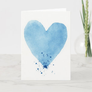 Carte cœur bleu aquarelle