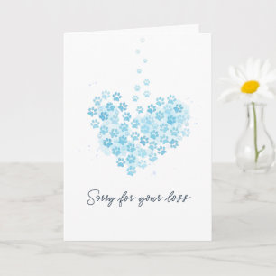Carte Cœur bleu clair empreinte de patte Sympathie perte