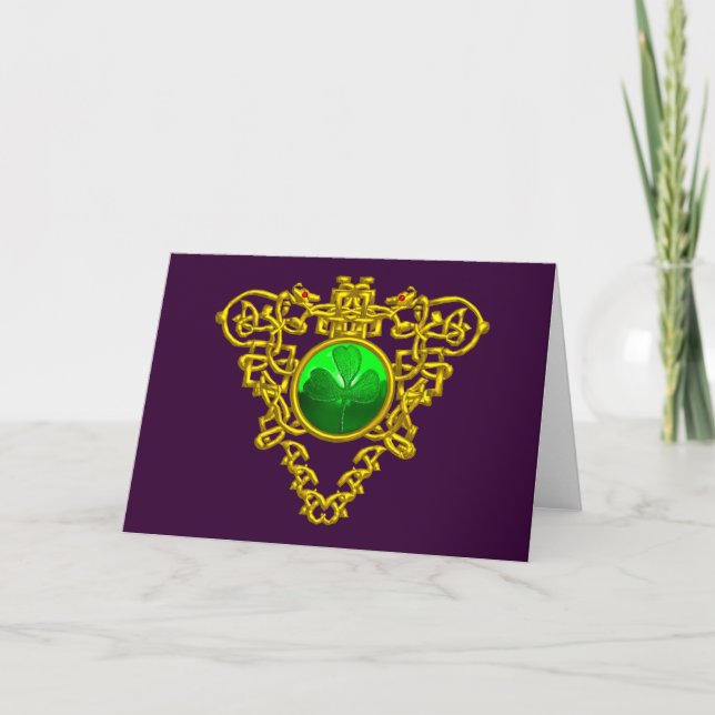 Carte CŒUR CELTIQUE DE LA SAINT PATRICK,violet,blanc (Devant)