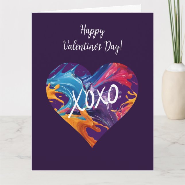 Carte Cœur Coloré XOXO-Violet- (Devant)