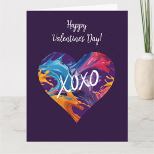 Carte Cœur Coloré XOXO-Violet-