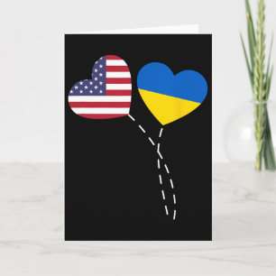 Carte Coeur d'américains ukrainiens drapeau Usa Ukraine 