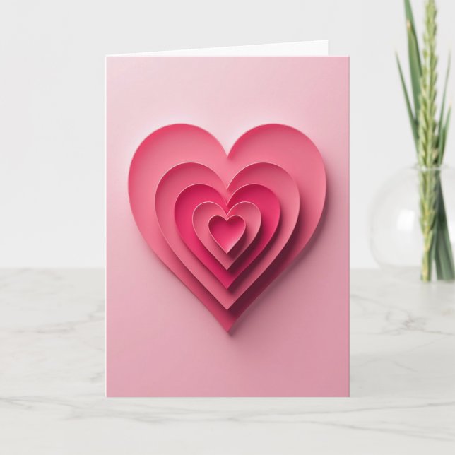 Carte cœur d'amour à couches roses (Devant)