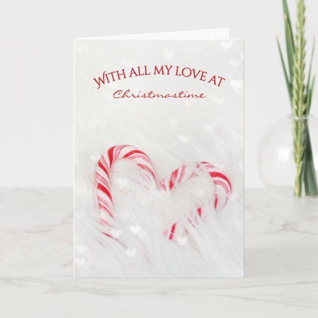 Carte Cœur d'amour de canne à sucre de Noël (Devant)
