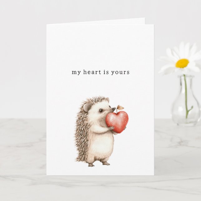Carte Cœur d'amour de hérisson doux (Petite plante)