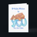 Carte Coeur d'amour de l'ours de nounours I vous<br><div class="desc">L'ours de nounours est caressant ou étreignant le mot vous.  Je t'aime</div>