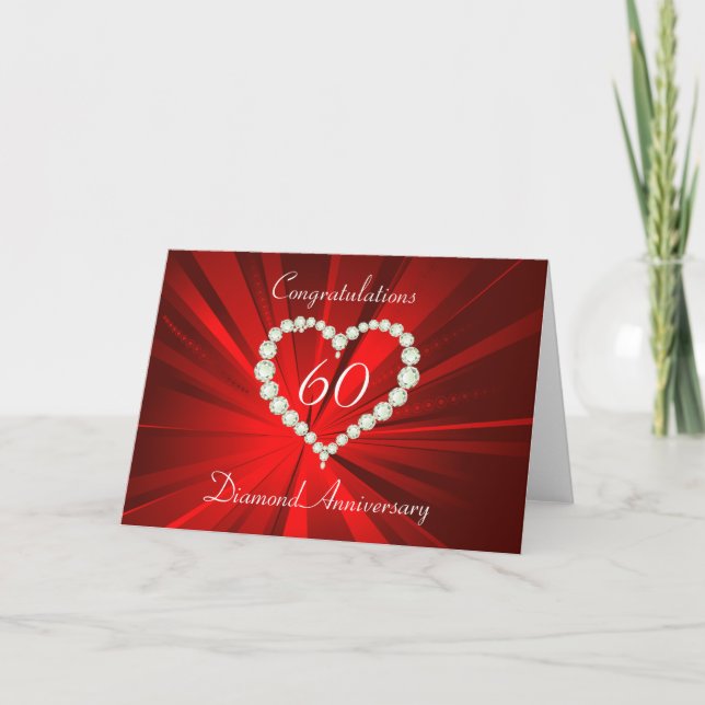 Carte Cœur d'amour Diamant Anniversaire (Devant)
