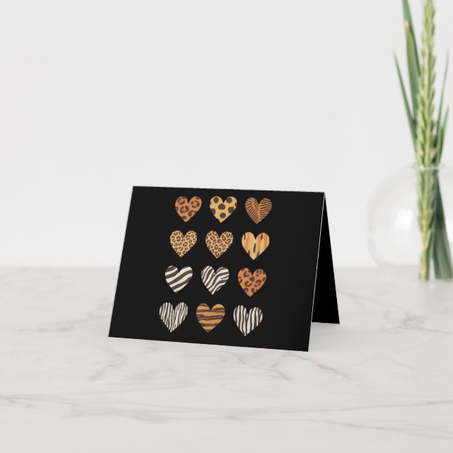 Carte Cœur d'amour Léopard Mignon Saint-Valentin  (Devant)