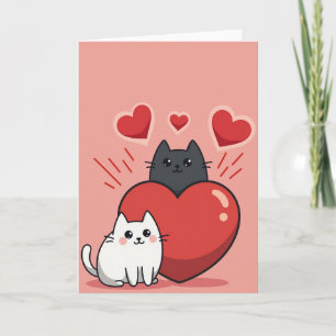 Carte Cœur d'Amour pour Chats Mignons