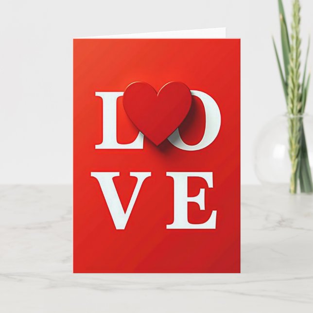 Carte Cœur d'Amour Rouge (Devant)