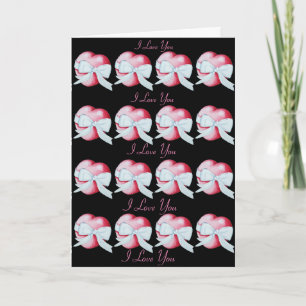 Carte coeur d'amour rouge blanc et arc romantique