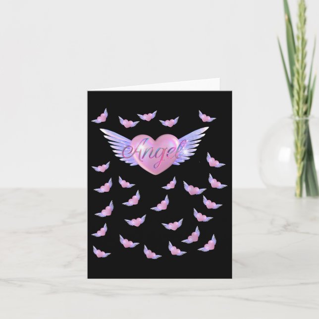 Carte Cœur d'ange avec des ailes  (Devant)
