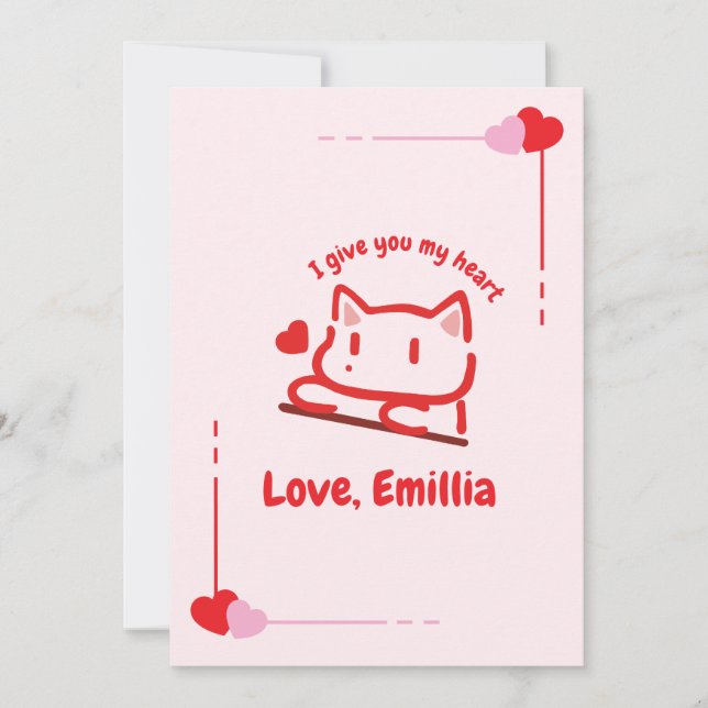 Carte Cœur d'animal mignon personnalisé (Devant)