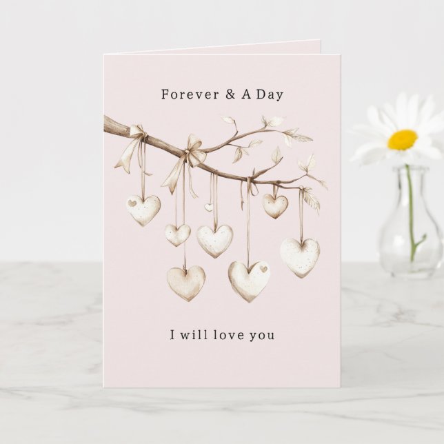 Carte Cœur d'arbre rose romantique Amour éternel (Petite plante)