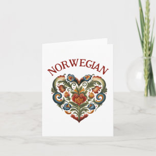 Carte Cœur d'art populaire norvégien Rosemaling   Vierge