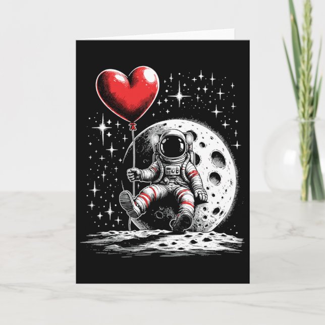 Carte Cœur d'astronaute spatial Bylloon Saint-Valentin (Devant)