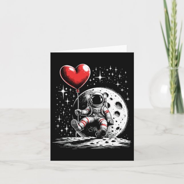 Carte Cœur d'astronaute spatial Lloon Saint-Valentin (Devant)