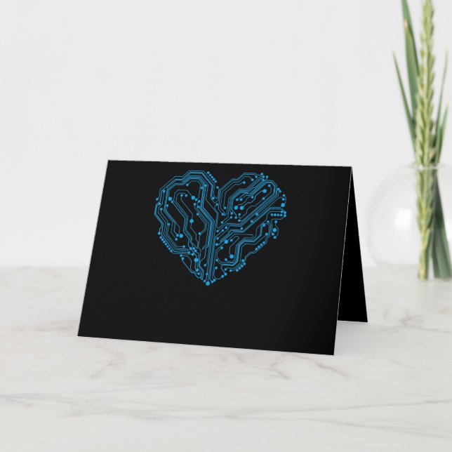 Carte Cœur de circuit cyber drôle pour la Saint-Valentin (Devant)