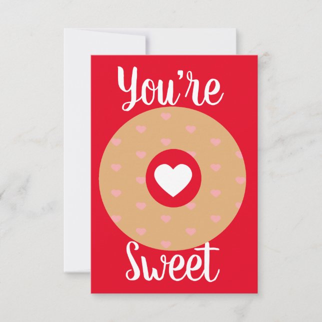 Carte Cœur de donut moderne Saint-Valentin rose rouge (Devant)