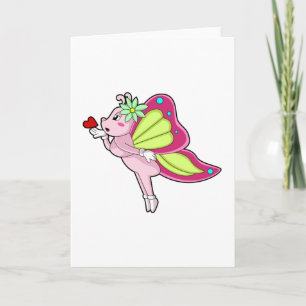 Carte Cœur de Fleur Papillon