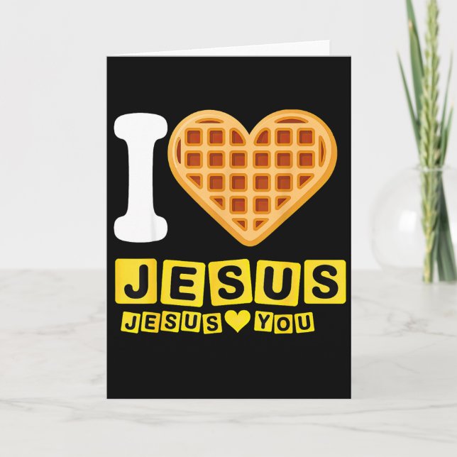 Carte Cœur de gaufre J'aime Jésus (Devant)