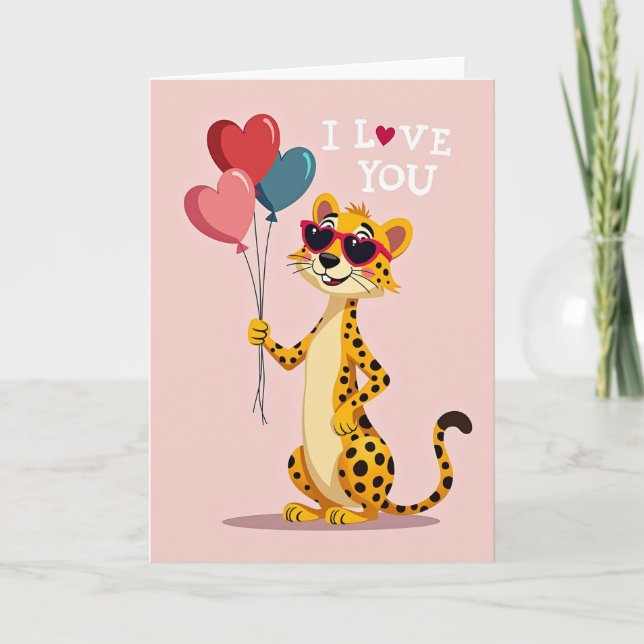 Carte Cœur de Guépard Je T'Aime (Devant)