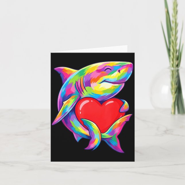 Carte Cœur de la Saint-Valentin embrassant le requin Cou (Devant)