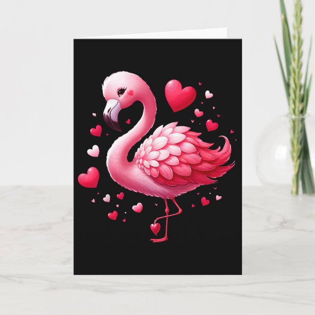 Carte Cœur de la Saint-Valentin flamant rose (Devant)