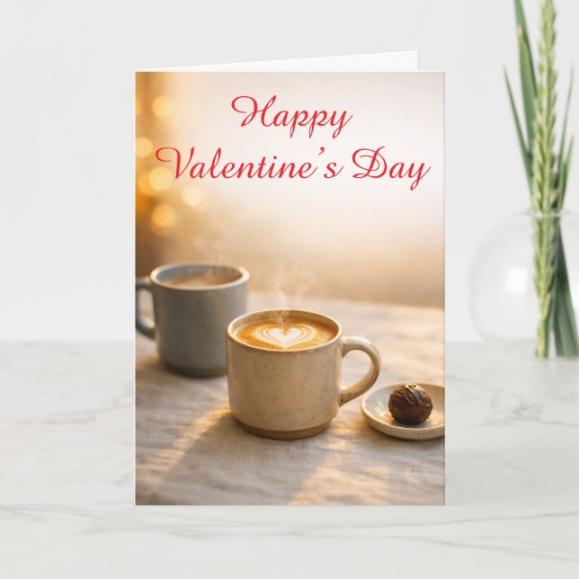 Carte Cœur de latte de la Saint-Valentin Café Cozy  (Devant)