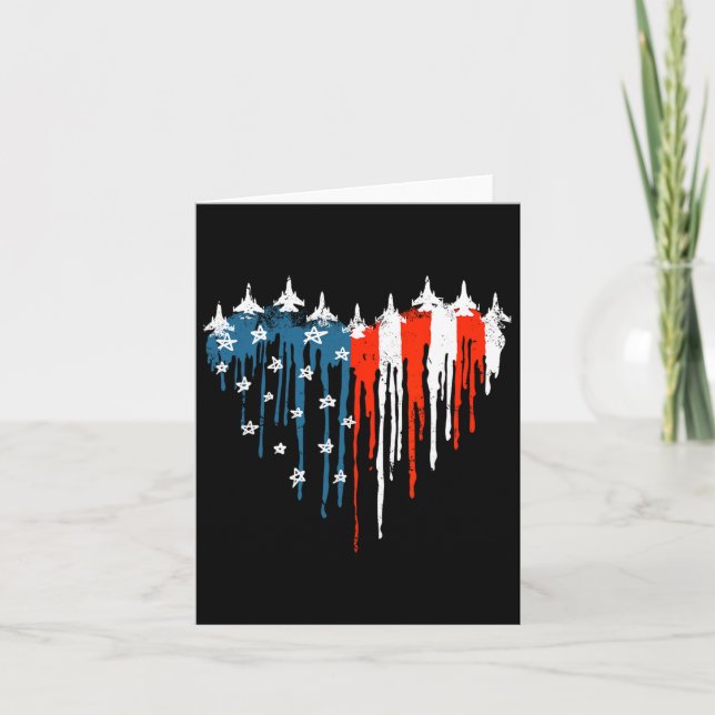 Carte Coeur de l'avion Rouge Blanc Bleu Drapeau Américai (Devant)