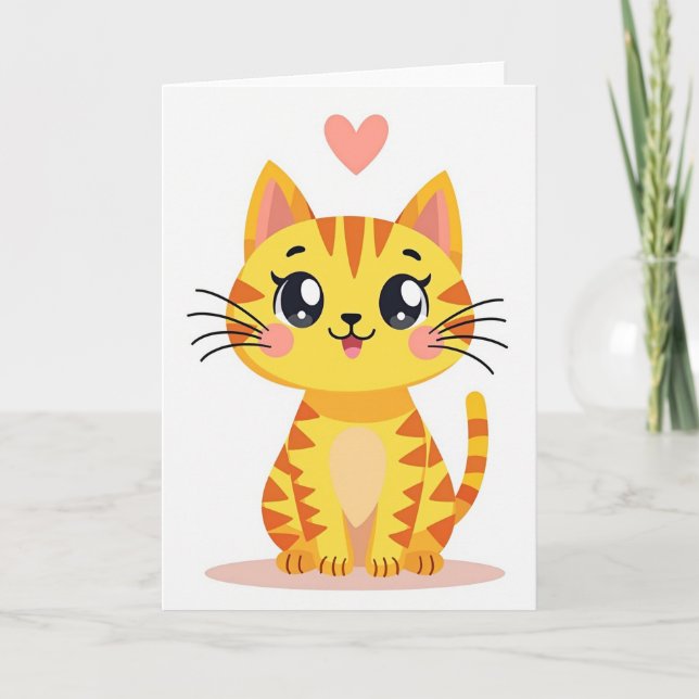 Carte cœur de minou mignon (Devant)