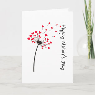 Carte Cœur de pissenlit minimaliste Fête des mères