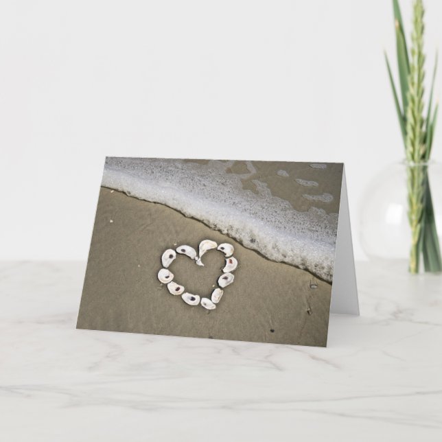 Carte Coeur de plage dans les coquillages (Devant)