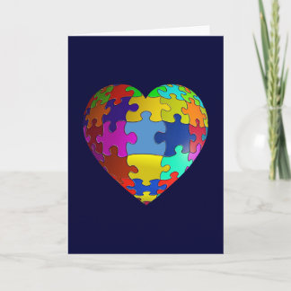 Carte Coeur de puzzle de sensibilisation sur l'autisme