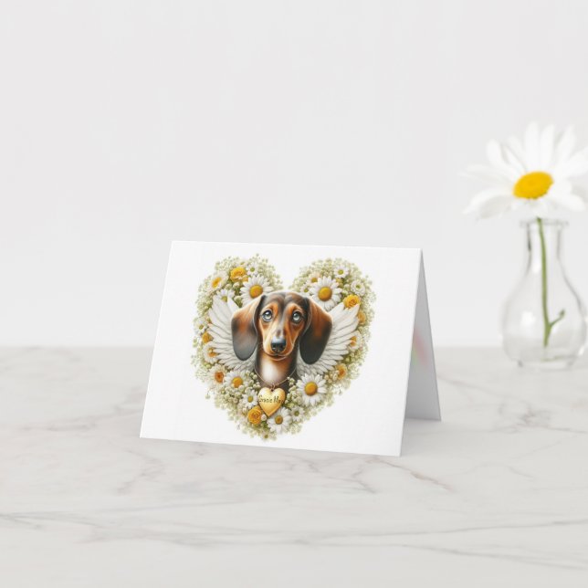 CARTE COEUR DE SYMPATHIE CUSTOMISÉE DE DACHSHUND (Petite plante)