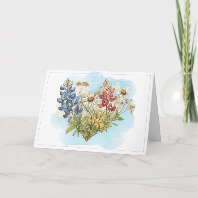 Carte Cœur de Texas Wildflower (Devant)