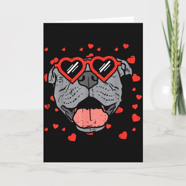 Carte Cœur de visage de Pitbull Gles Saint-Valentin Anim (Devant)