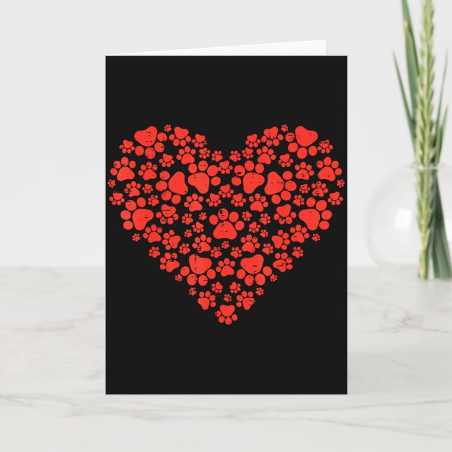Carte Cœur d'empreinte de patte Mignon Saint-Valentin Am (Devant)