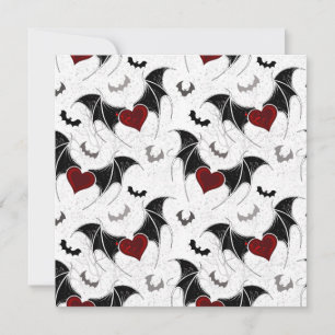 Carte Coeur d'Halloween avec ailes de chauve-souris noir