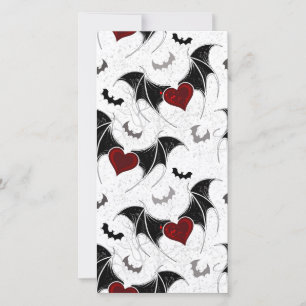 Carte Cœur d'Halloween avec ailes de chauve-souris noire