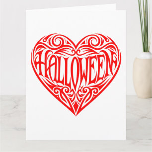 Carte Cœur d'Halloween, Cœur Rouge, Vacances
