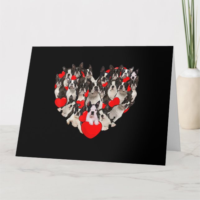 Carte Coeur drôle d'amour Boston Terrier Saint-Valentin (Devant)