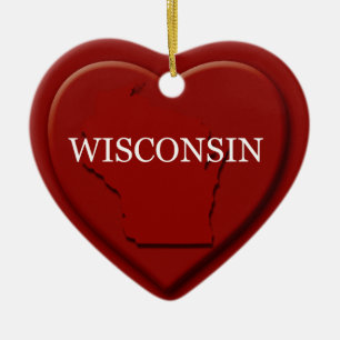 Carte Coeur du Wisconsin Ornement de Noël