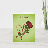 Carte Coeur Dziekuje Merci Rouge Roses