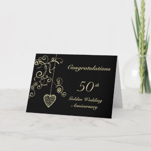 Carte Cœur élégant Noces d'or