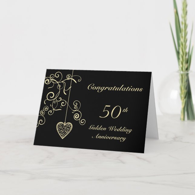 Carte Cœur élégant Noces d'or (Devant)