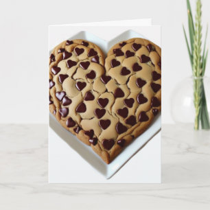 Carte Coeur en forme de chocolat Chip Cookie