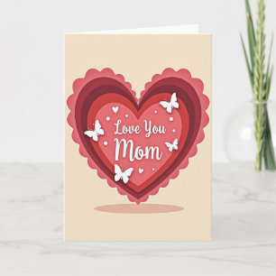 Carte cœur en papier « Je t'aime maman »